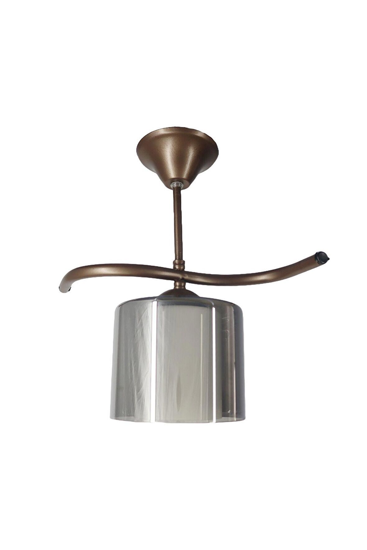 Fuji Bronz Tekli Füme + Beyaz Camlı Avize | Kaliteli Modern Metal Avize