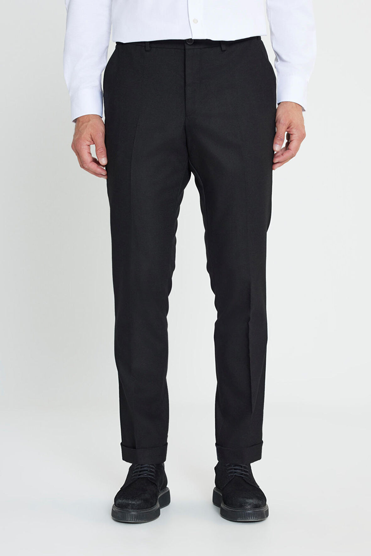 Slim Fit Dar Kesim Beli Gizli Lastikli Yan Cep Klasik Esnek Pantolon