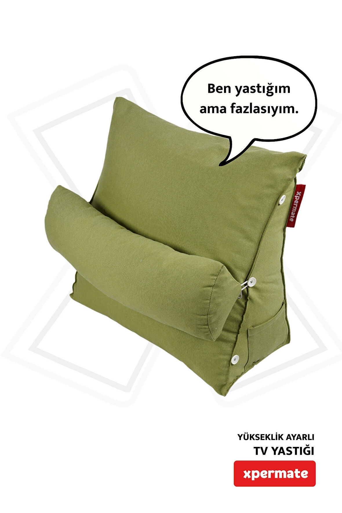 XPERMATE Tv Yastığı Bel Destek Yastığı Sırt Yastığı Boyun Destekli Yastık Ameliyat Sonrası Yastık Koyu Yeşil