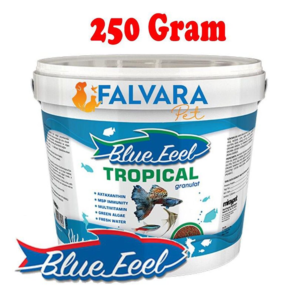 250 Gram Blue Feel Tropical Granulat (500-800 micron) Kovadan Bölme Balık Yemi