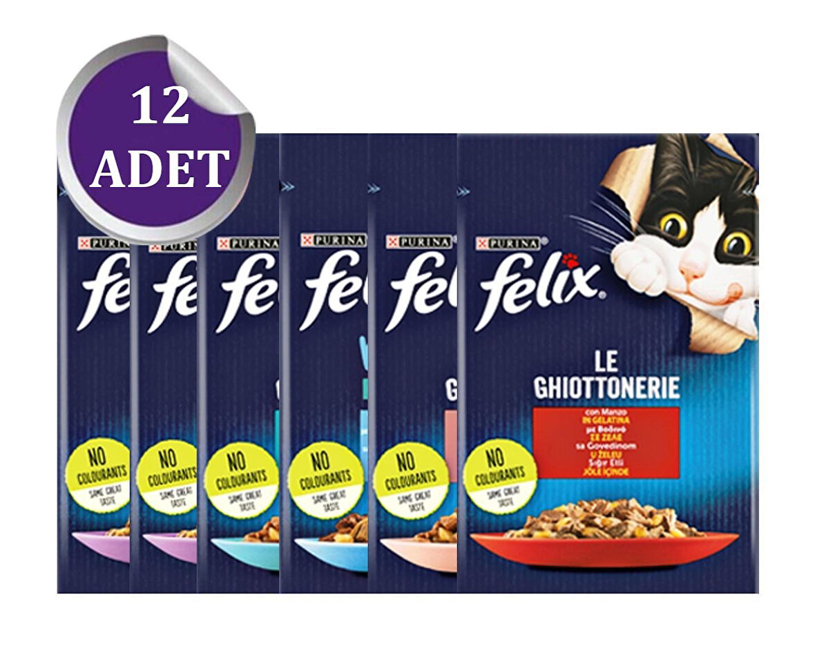 Felix 85 Gr Yaş Kedi Maması Karma Paket 12 Adet