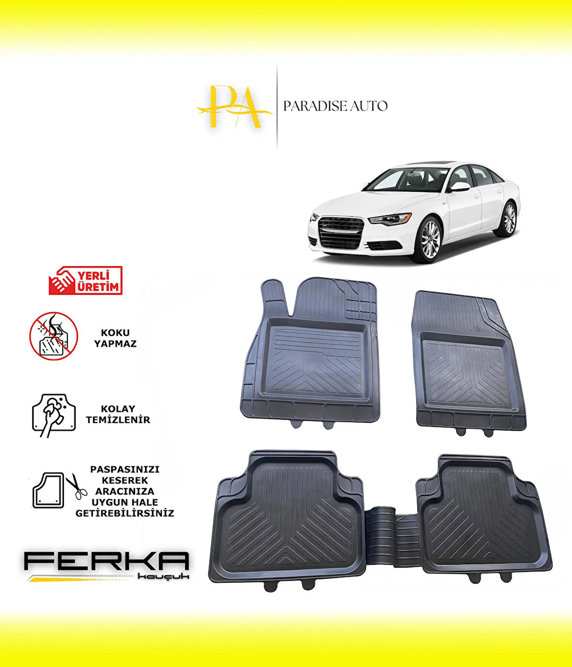 Audi A6 2011-2018 Uyarlanabilir Universal Havuzlu Paspas