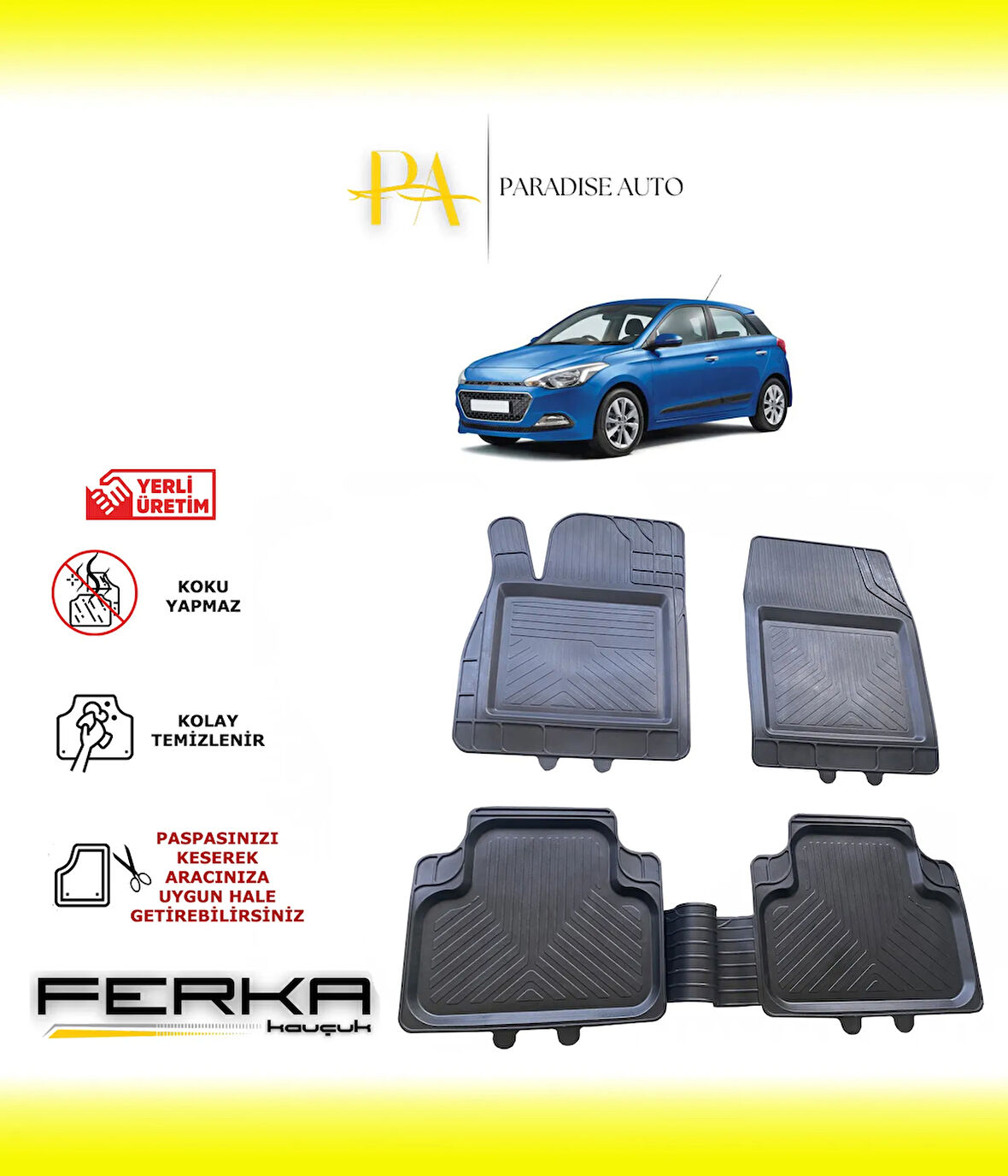 Hyundai i20 2 2014-2020 Uyarlanabilir Universal Havuzlu Paspas