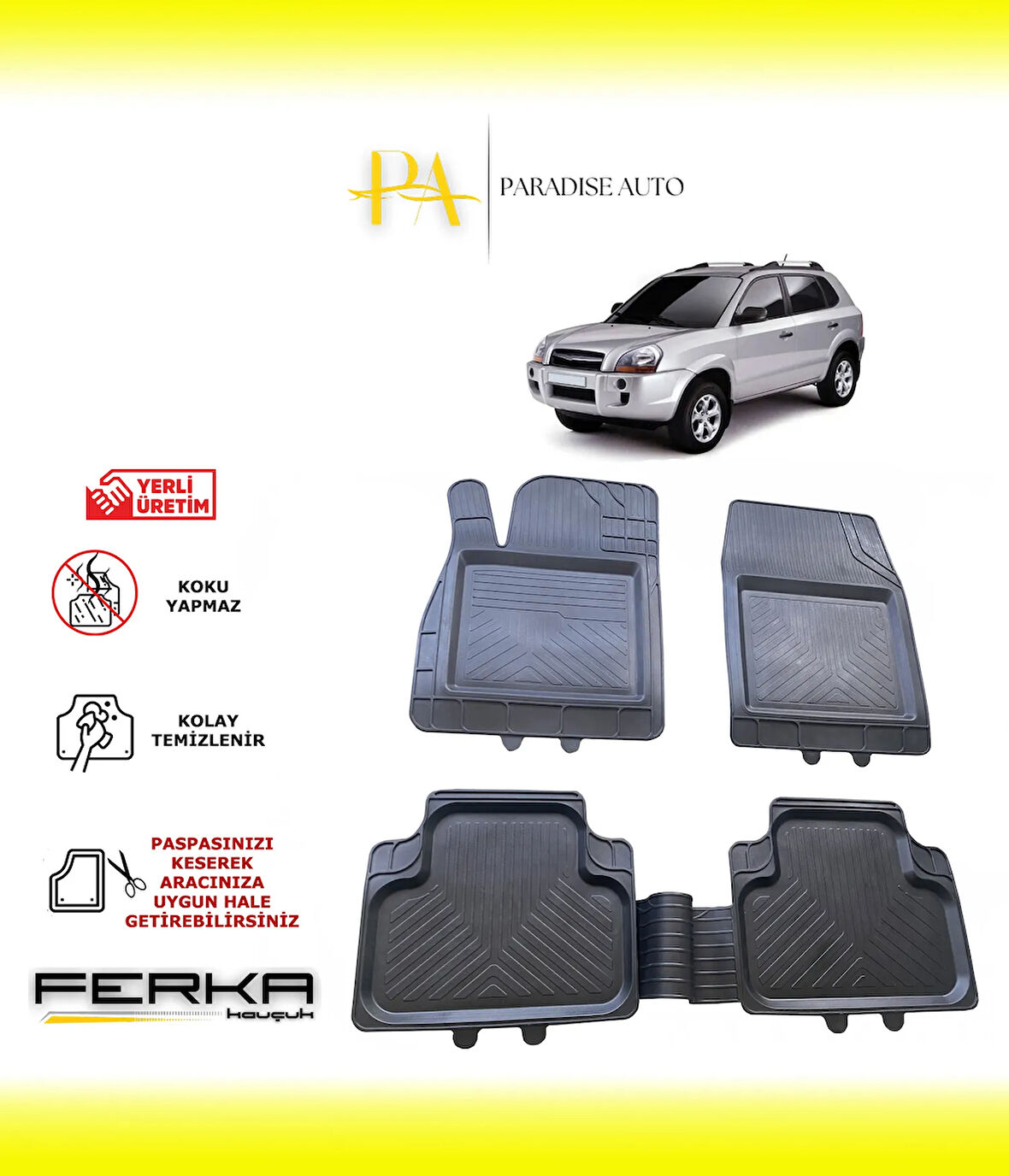 Hyundai Tucson 1 2004-2010 Uyarlanabilir Universal Havuzlu Paspas