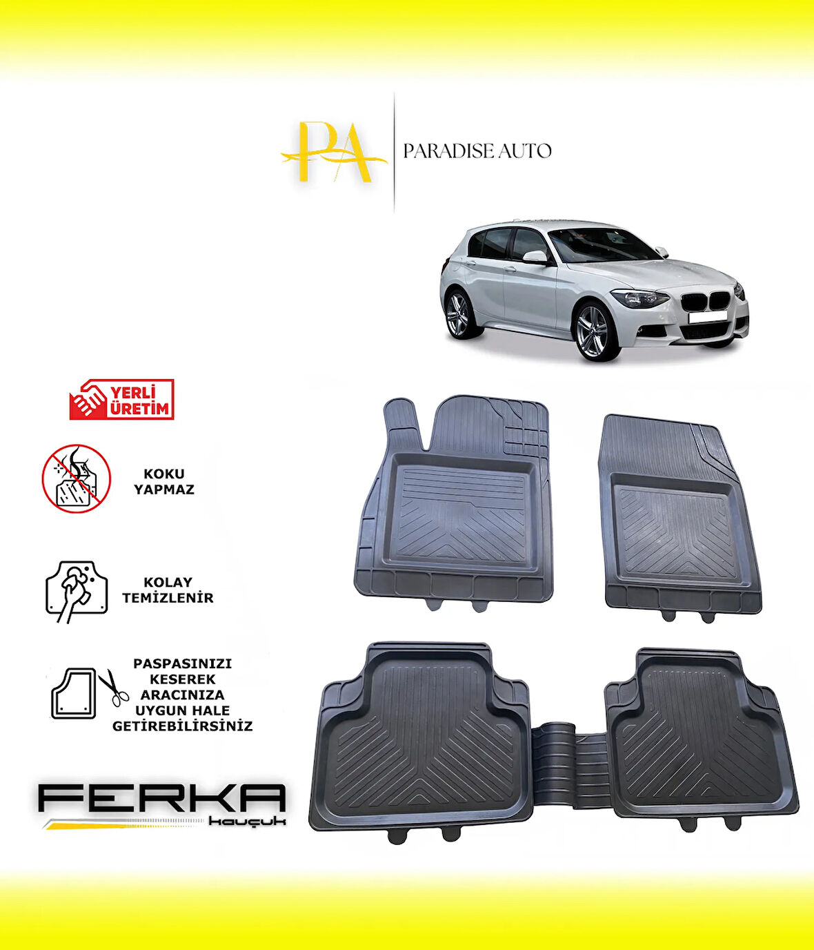 Bmw 1 Serisi F20 2011-2017 Uyarlanabilir Universal Havuzlu Paspas