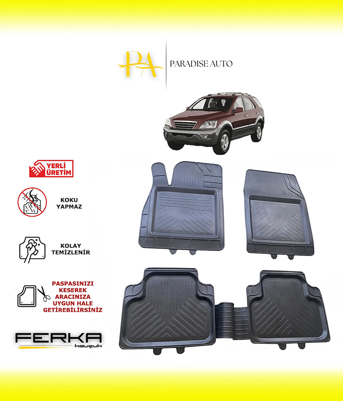 Kia Sorento 2002-2009 Uyarlanabilir Universal Havuzlu Paspas