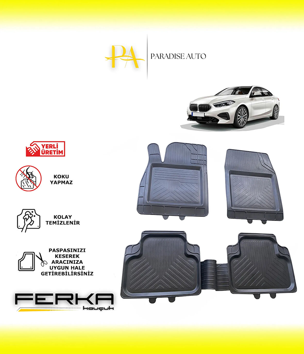Bmw 2 Serisi Gran Coupe F44 2019 ve Üstü Uyarlanabilir Universal Havuzlu Paspas