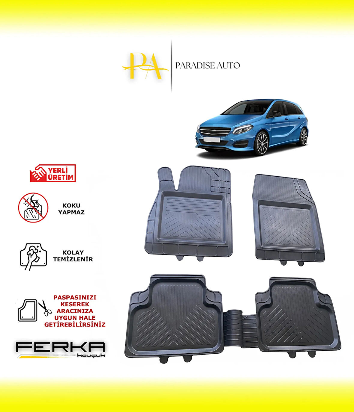 Mercedes B Serisi W246 2013-2018 Uyarlanabilir Universal Havuzlu Paspas