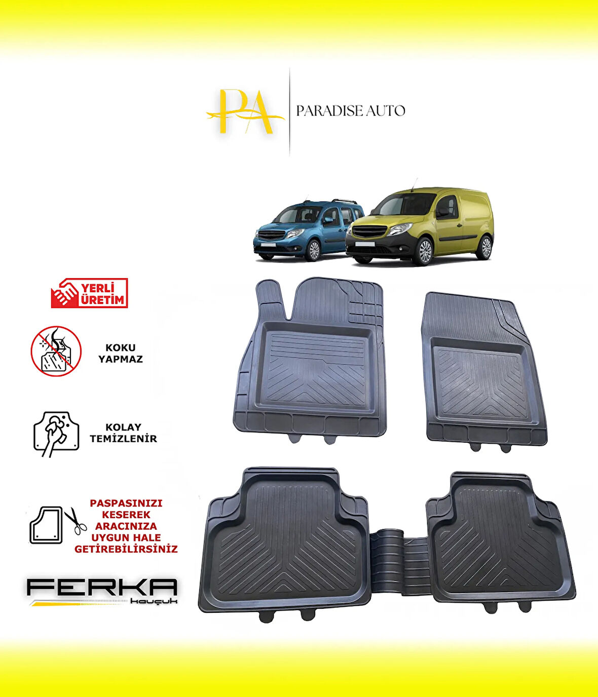 Mercedes Citan 1 W415 2012-2021 Uyarlanabilir Universal Havuzlu Paspas