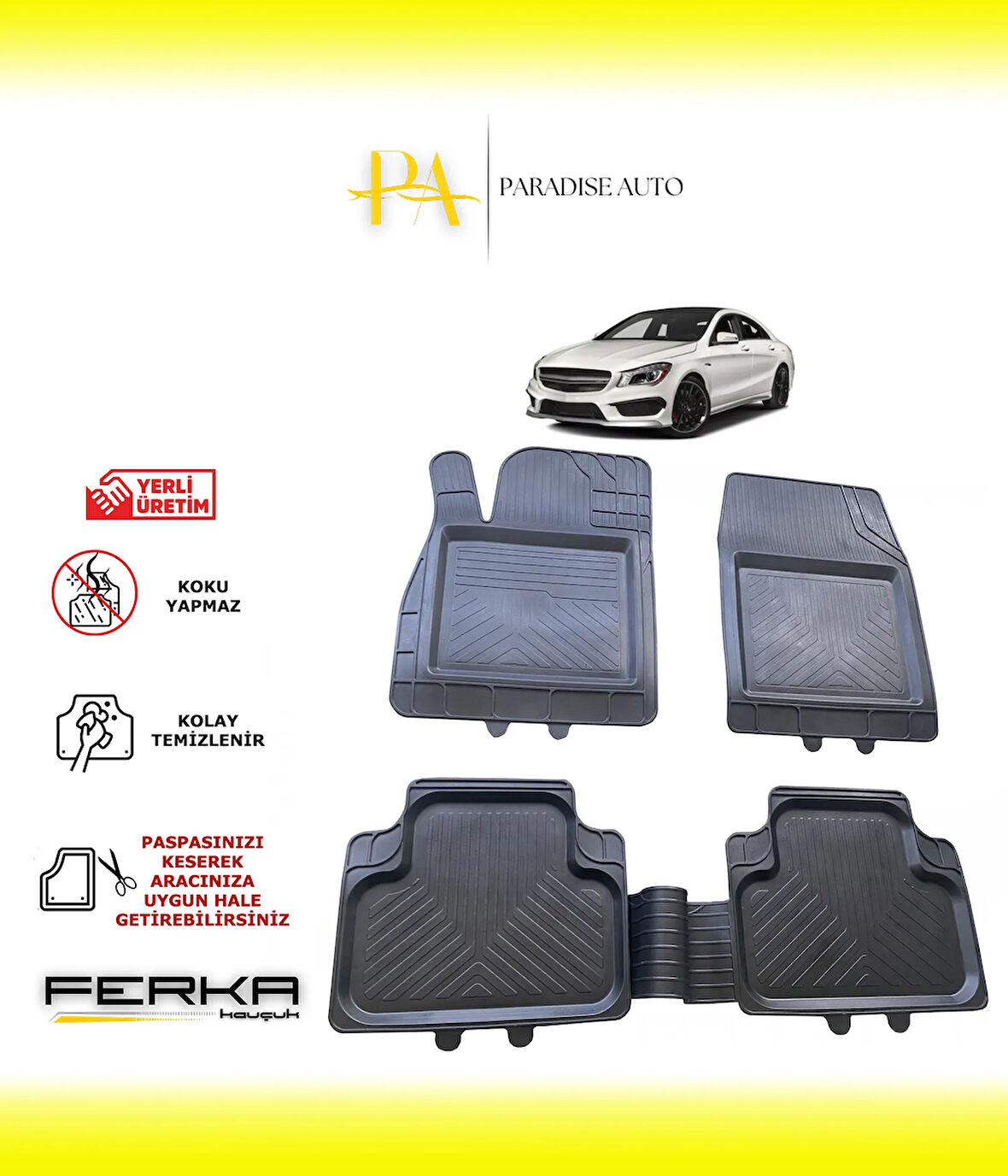 Mercedes CLA Serisi C117 2013-2018 Uyarlanabilir Universal Havuzlu Paspas