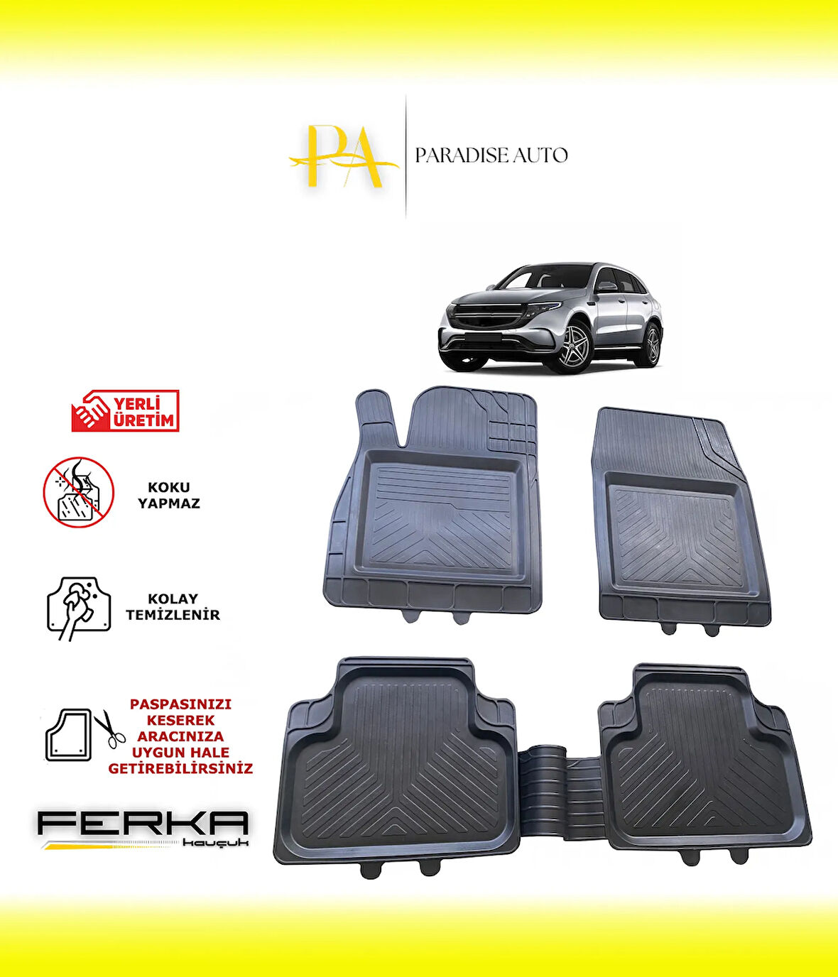 Mercedes EQC Suv (N293) 2019 ve Üstü Uyarlanabilir Universal Havuzlu Paspas