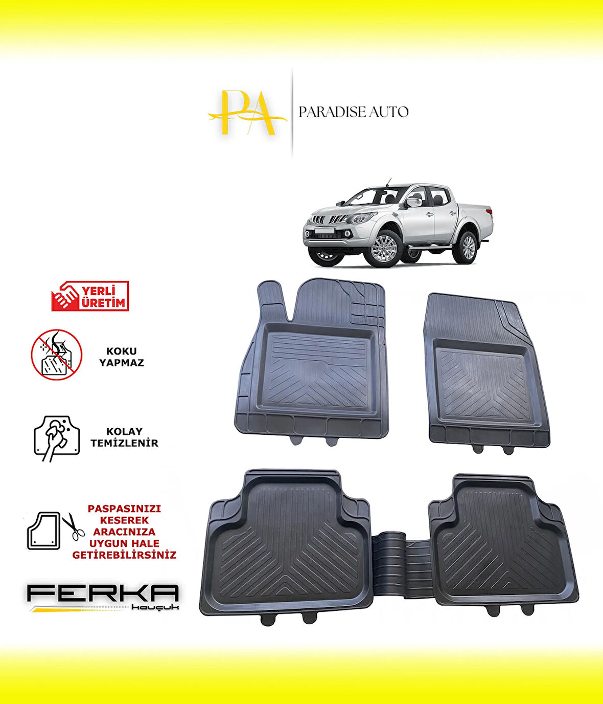 Mitsubishi L200 5 2015-2020 Uyarlanabilir Universal Havuzlu Paspas