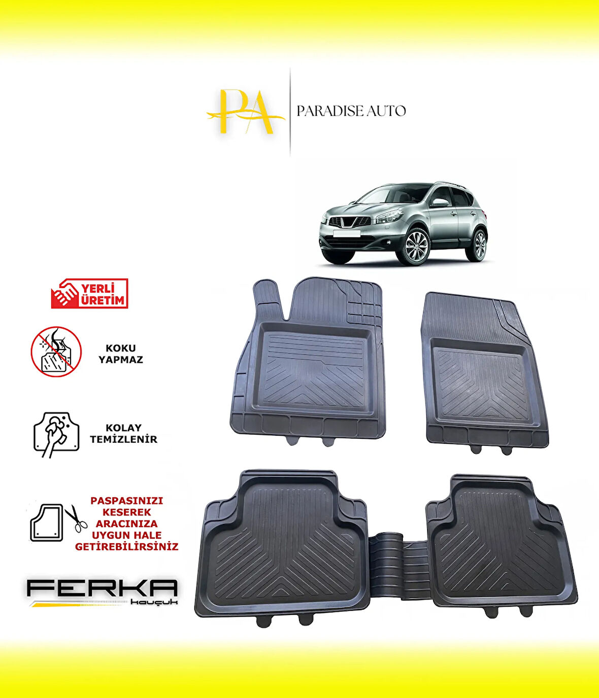 Nissan Qashqai 1 2007-2014 Uyarlanabilir Universal Havuzlu Paspas