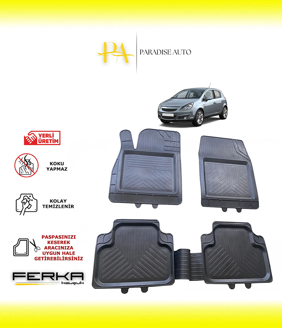 Opel Corsa D 2007-2014 Uyarlanabilir Universal Havuzlu Paspas