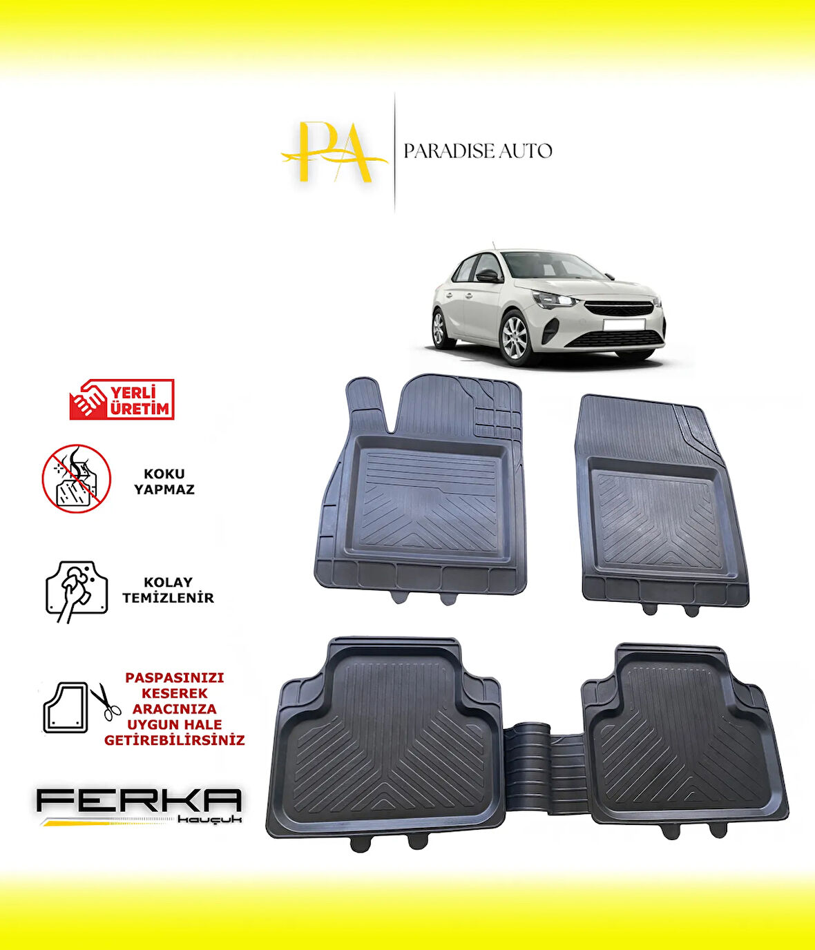 Opel Corsa F 2019 ve Üstü Uyarlanabilir Universal Havuzlu Paspas