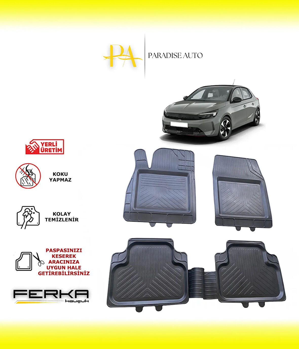 Opel Corsa F Electric 2023 ve Üstü Uyarlanabilir Universal Havuzlu Paspas
