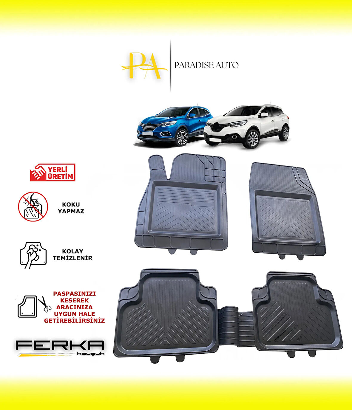 Renault Kadjar 2018 ve Üstü Uyarlanabilir Universal Havuzlu Paspas