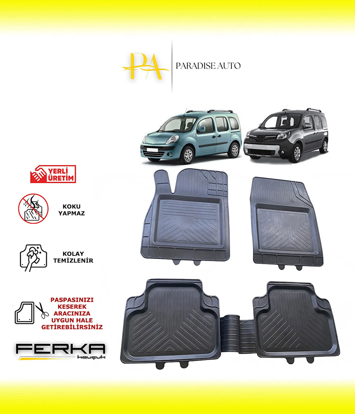 Renault Kangoo 2008-2022 Uyarlanabilir Universal Havuzlu Paspas