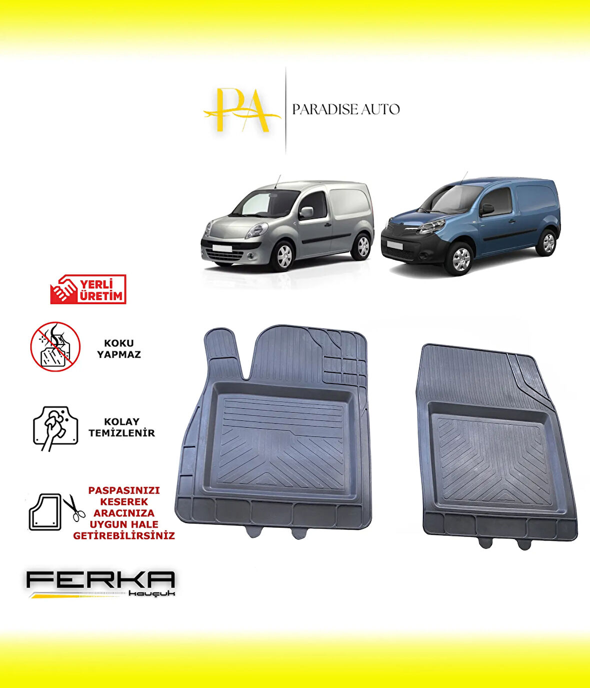 Renault Kangoo Ön 2 Parça 2008-2022 Uyarlanabilir Universal Havuzlu Paspas