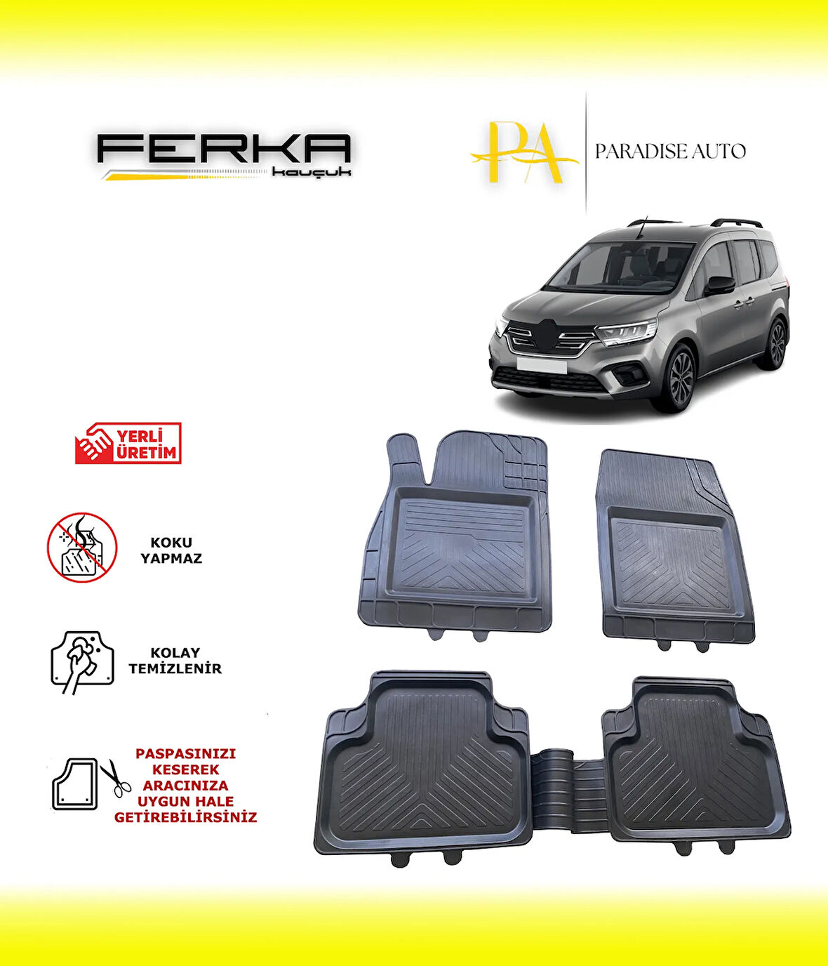 Renault Kangoo 2023 ve Üstü Uyarlanabilir Universal Havuzlu Paspas