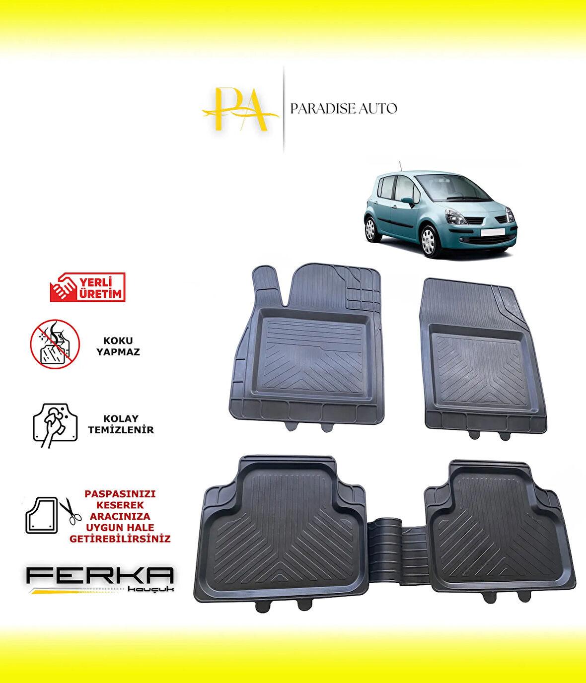 Renault Modus 2004-2008 Uyarlanabilir Universal Havuzlu Paspas