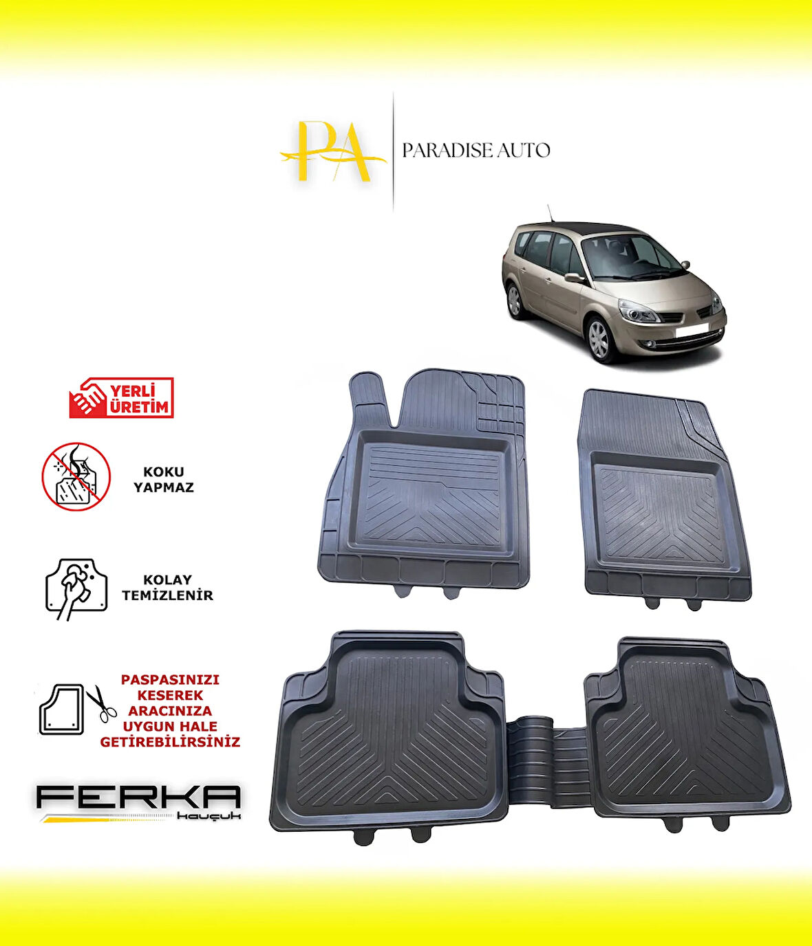 Renault Scenic 2 2003-2009 Uyarlanabilir Universal Havuzlu Paspas
