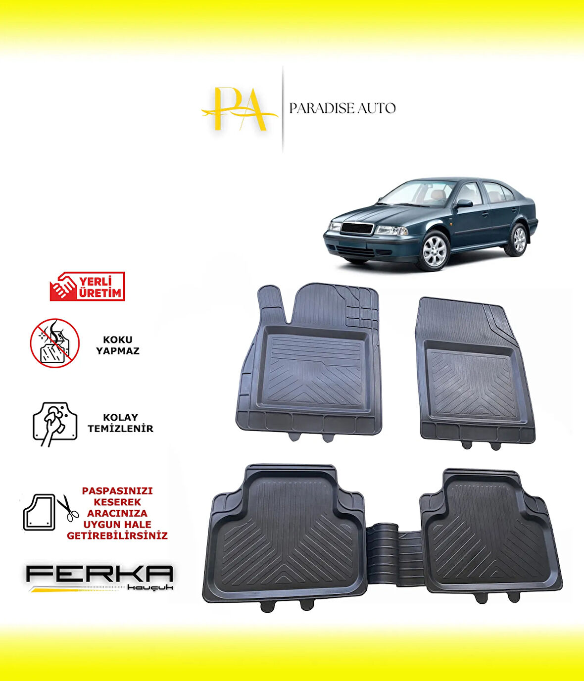 Skoda Octavia 1 1996-2004 Uyarlanabilir Universal Havuzlu Paspas