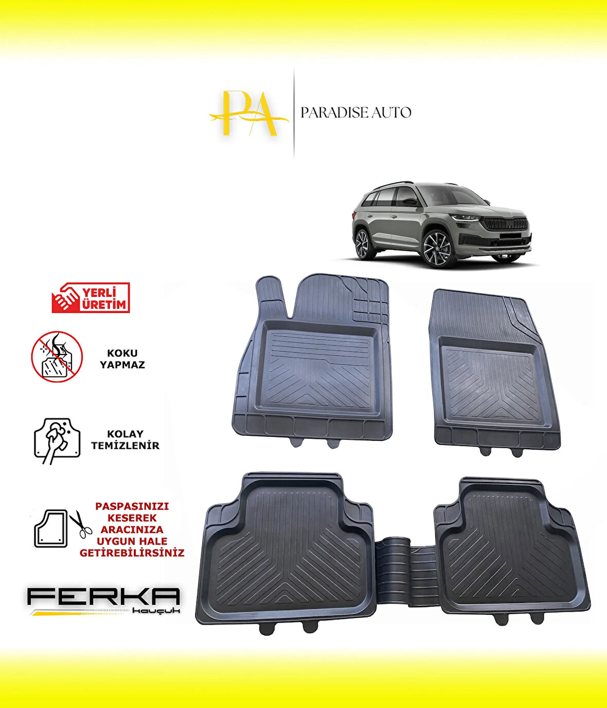 Skoda Kodiaq 2017-2023 Uyarlanabilir Universal Havuzlu Paspas