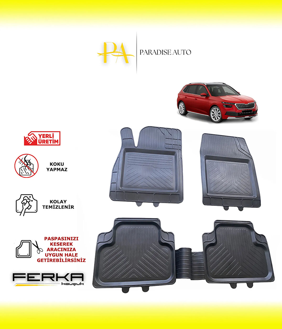 Skoda Kamiq 2019-2023 Uyarlanabilir Universal Havuzlu Paspas