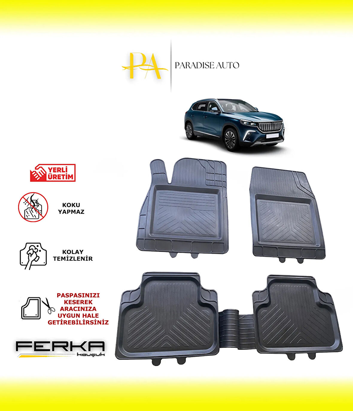 TOGG T10X 2023 ve Üstü Uyarlanabilir Universal Havuzlu Paspas