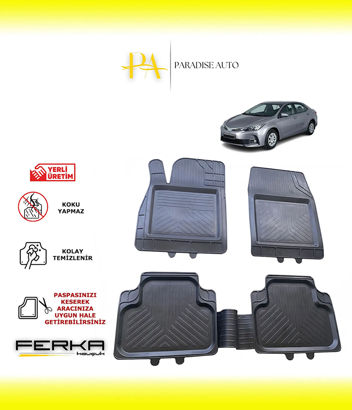 Toyota Corolla 11 2013-2018 Uyarlanabilir Universal Havuzlu Paspas