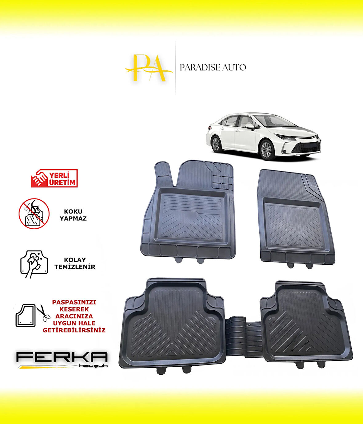 Toyota Corolla 12 2019 ve Üstü Uyarlanabilir Universal Havuzlu Paspas