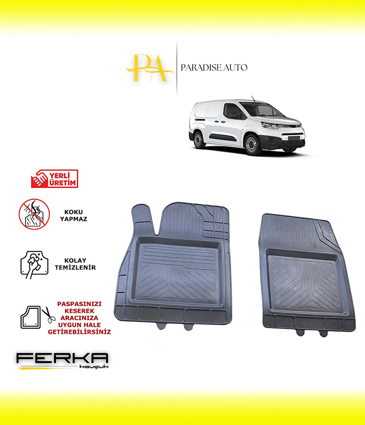 Toyota Proace City Ön 2 Parça 2020 ve Üstü Uyarlanabilir Universal Havuzlu Paspas