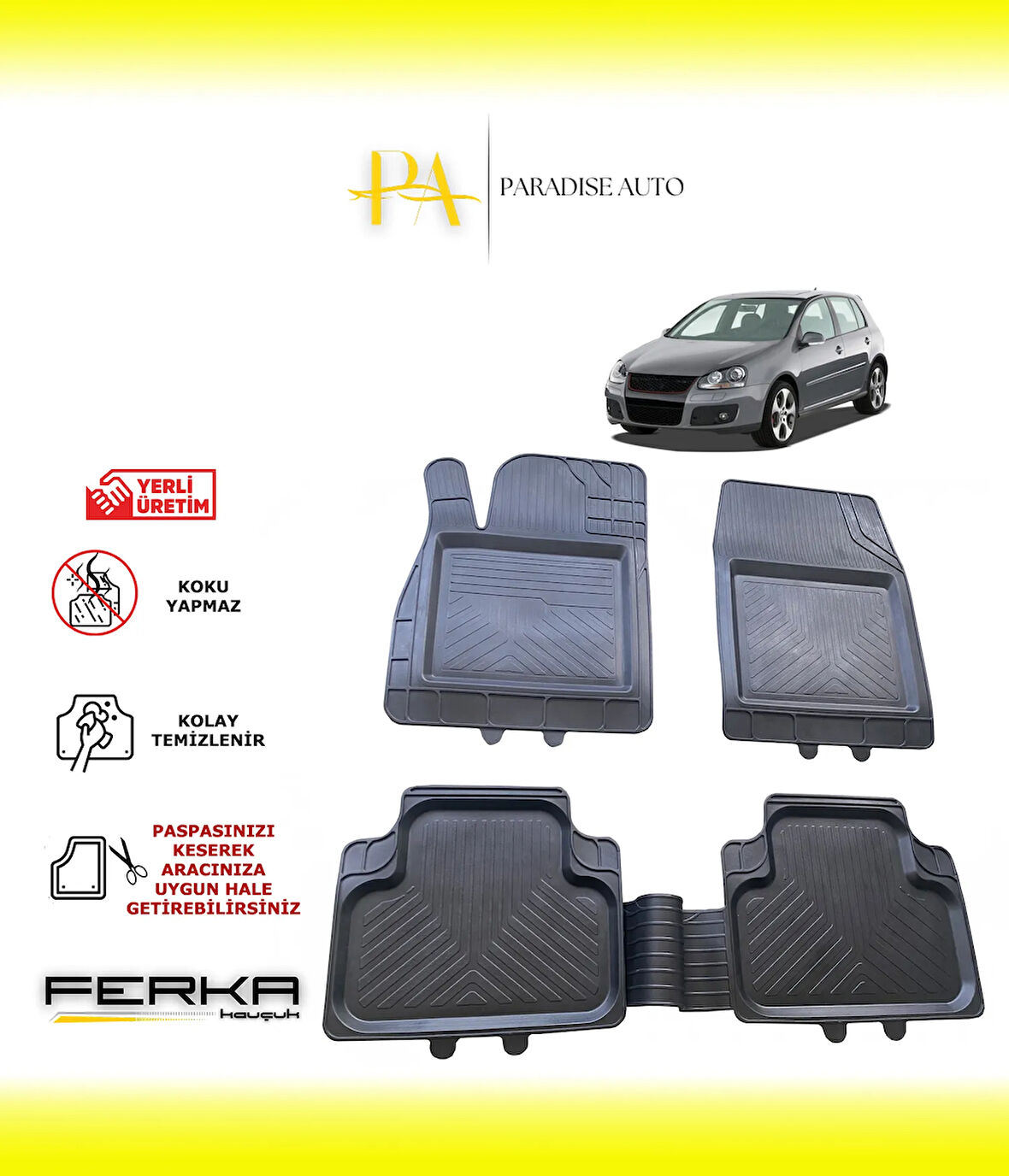 Volkswagen Golf 6 2008-2013 Uyarlanabilir Universal Havuzlu Paspas
