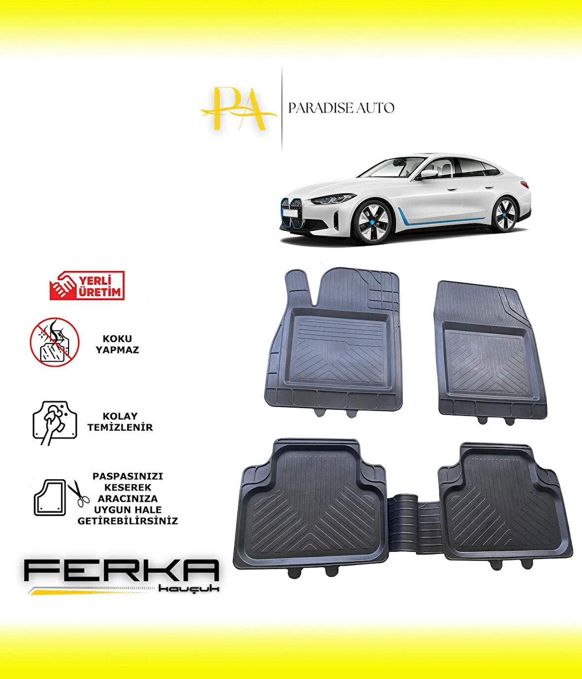 Bmw i4 Serisi Electric 2021 ve Üstü Uyarlanabilir Universal Havuzlu Paspas