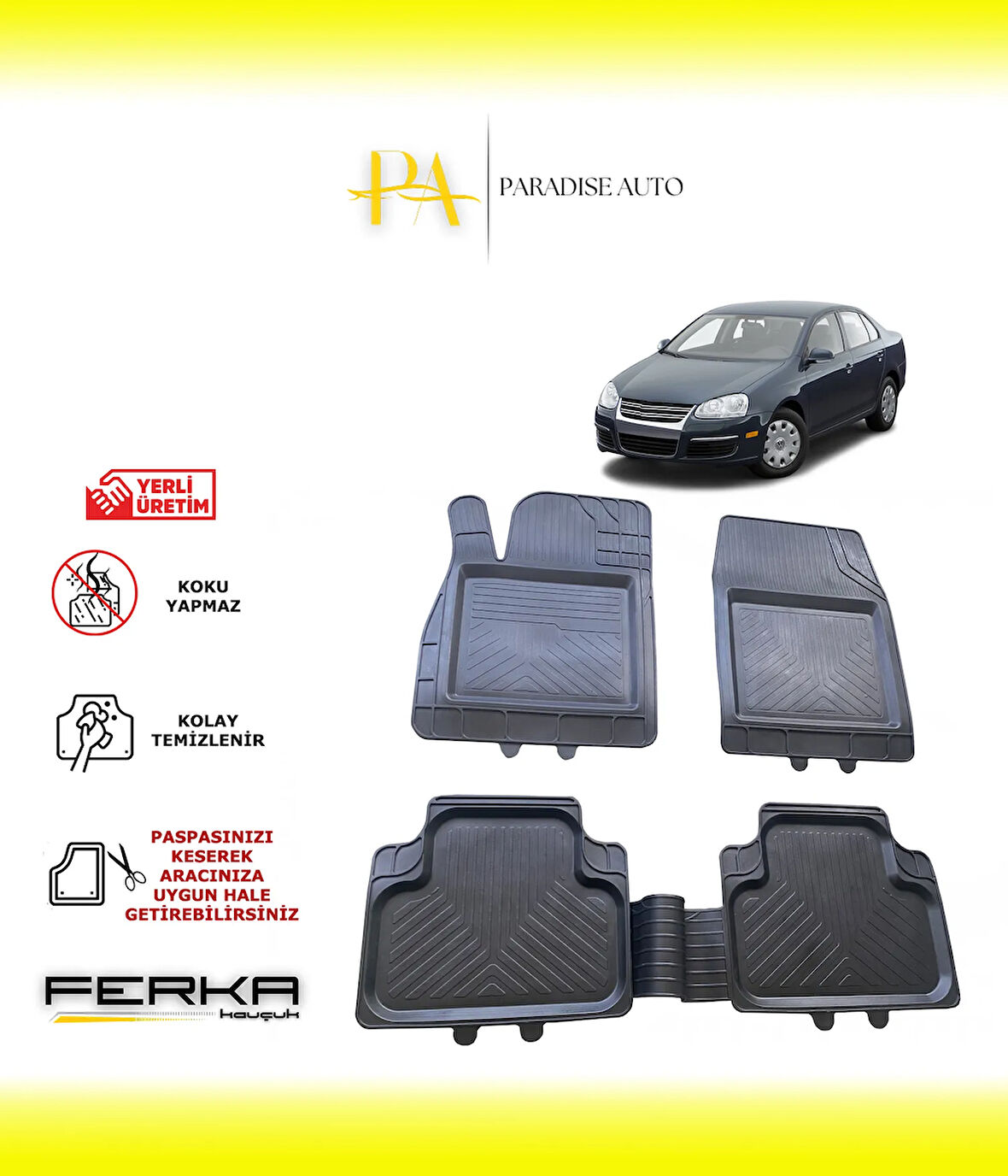 Volkswagen Jetta 5 2005-2010 Uyarlanabilir Universal Havuzlu Paspas
