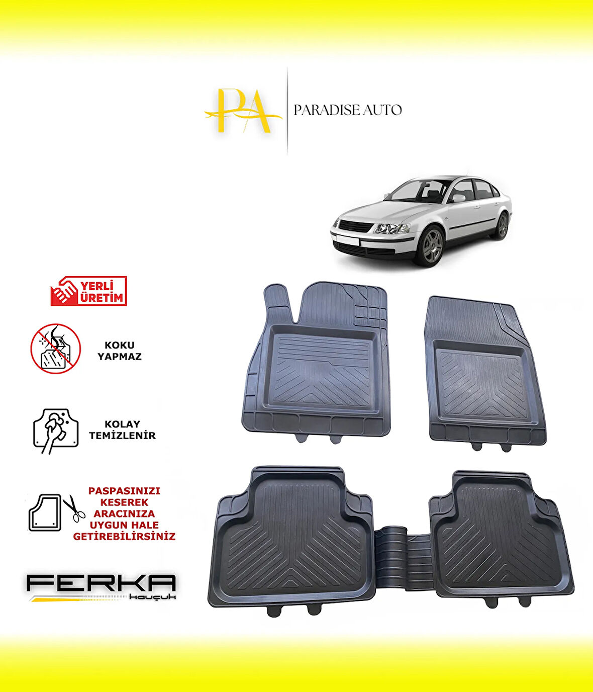 Volkswagen Passat B5 1996-2000 Uyarlanabilir Universal Havuzlu Paspas