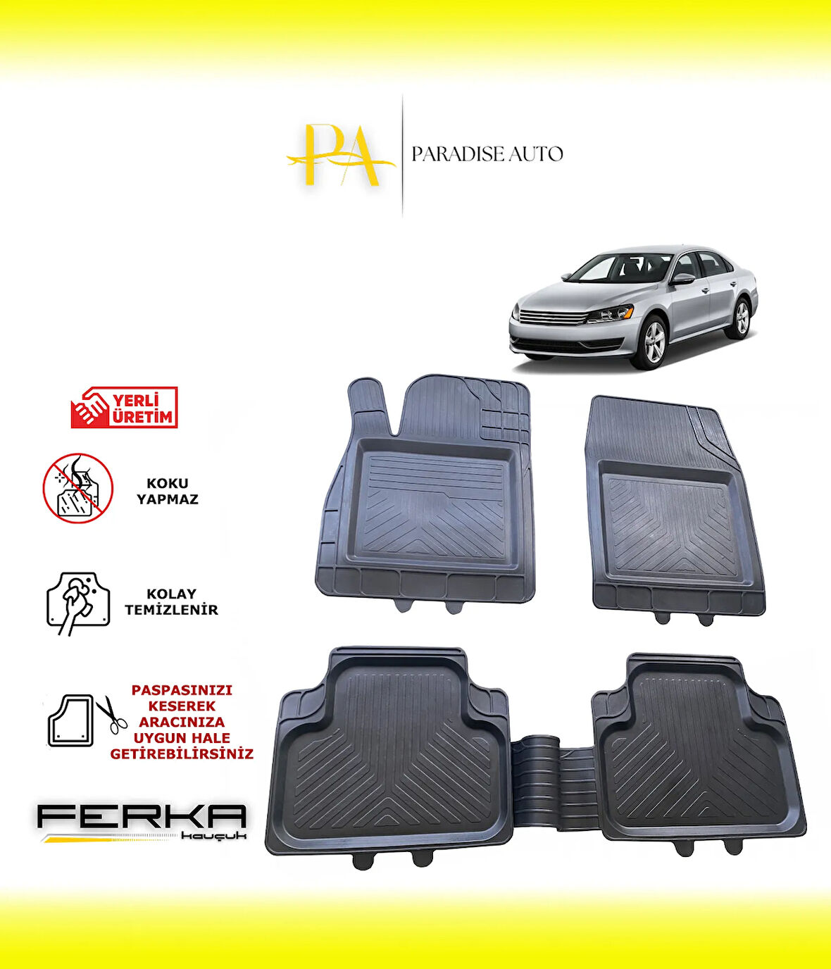 Volkswagen Passat B7 2010-2014 Uyarlanabilir Universal Havuzlu Paspas