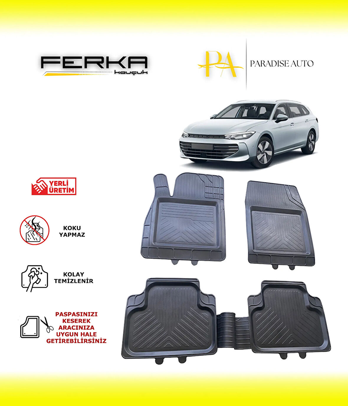 Volkswagen Passat B9 2024 ve Üstü Uyarlanabilir Universal Havuzlu Paspas