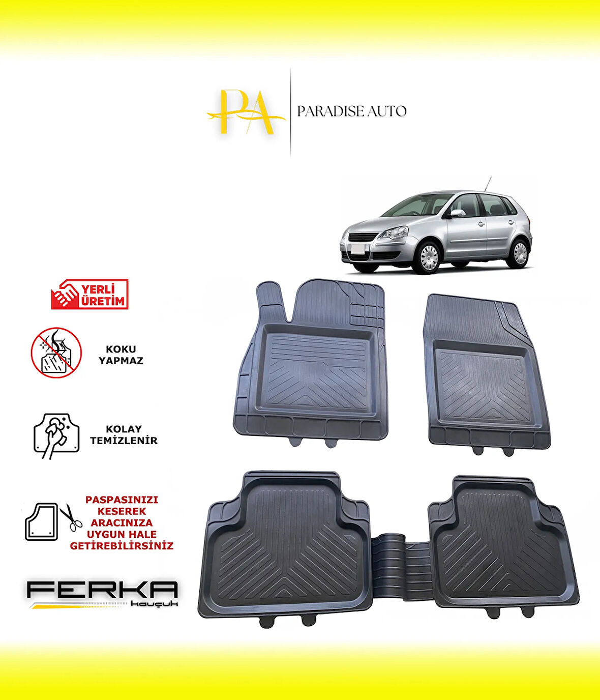 Volkswagen Polo HB 4.5 CC 2005-2009 Uyarlanabilir Universal Havuzlu Paspas