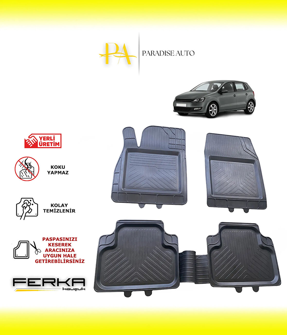 Volkswagen Polo 5 2009-2017 Uyarlanabilir Universal Havuzlu Paspas