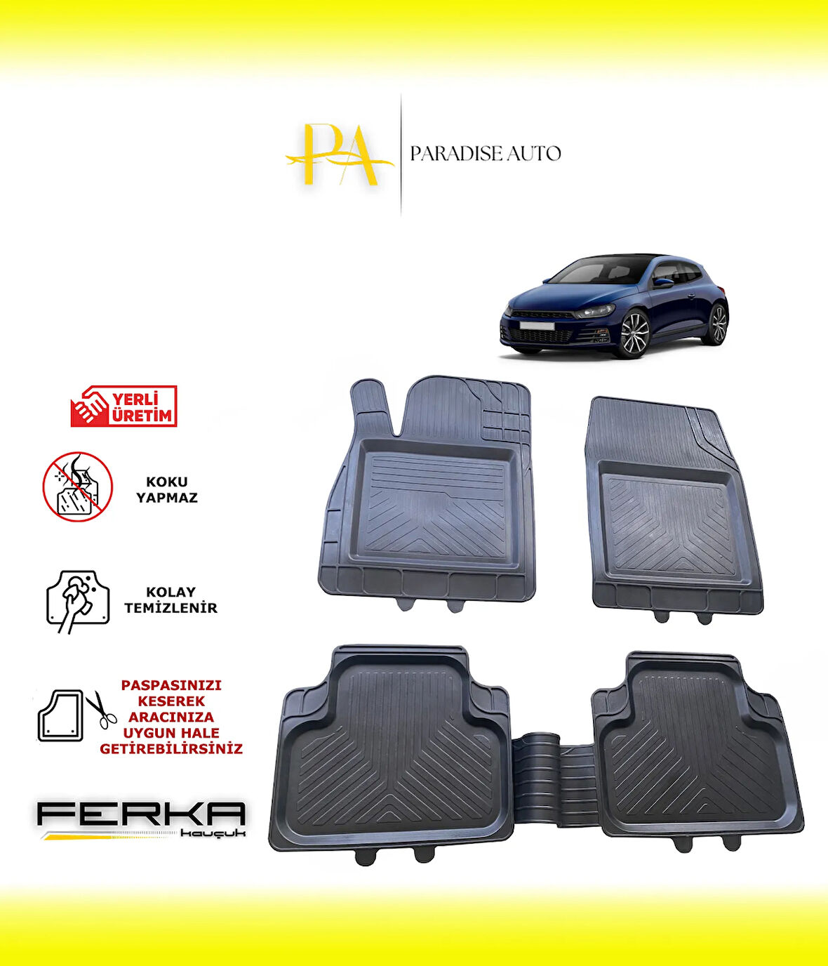 Volkswagen Scirocco 3 2009 ve Üstü Uyarlanabilir Universal Havuzlu Paspas