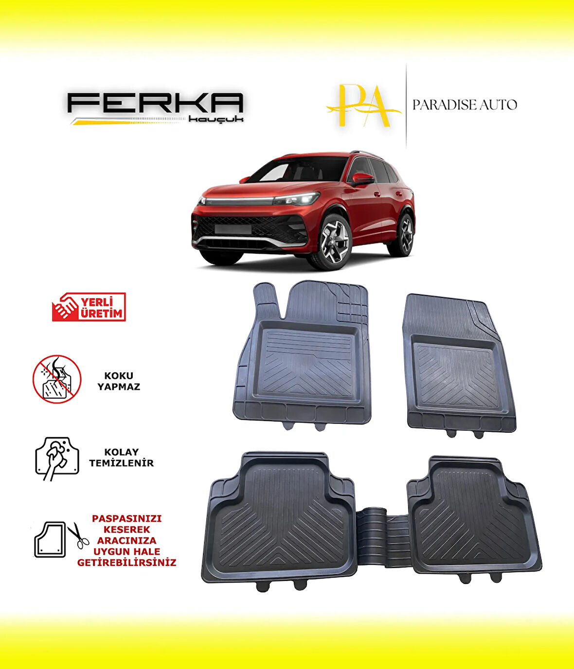 Volkswagen Tiguan 3 2024 ve Üstü Uyarlanabilir Universal Havuzlu Paspas