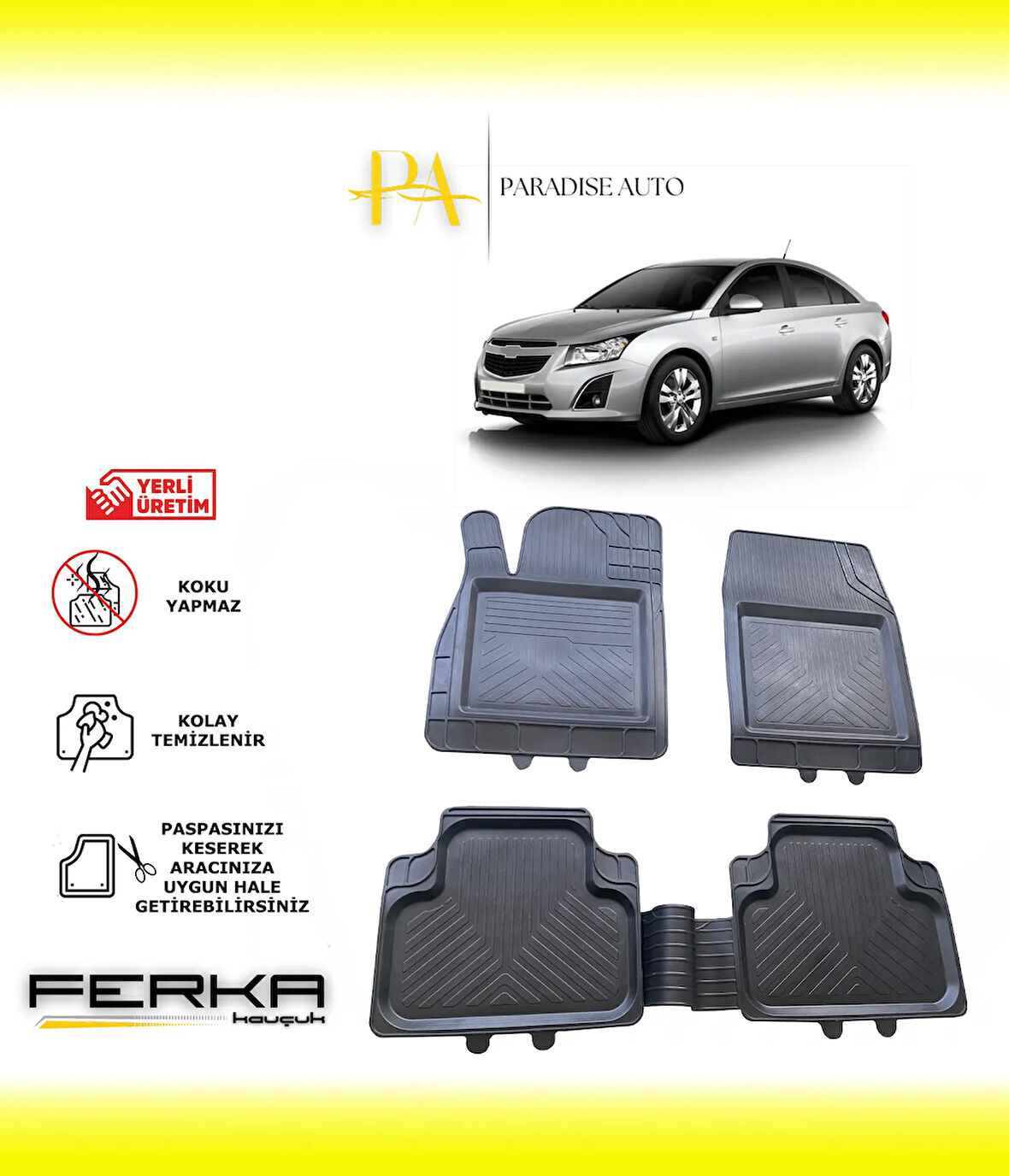 Chevrolet Cruze 2009-2016 Uyarlanabilir Universal Havuzlu Paspas