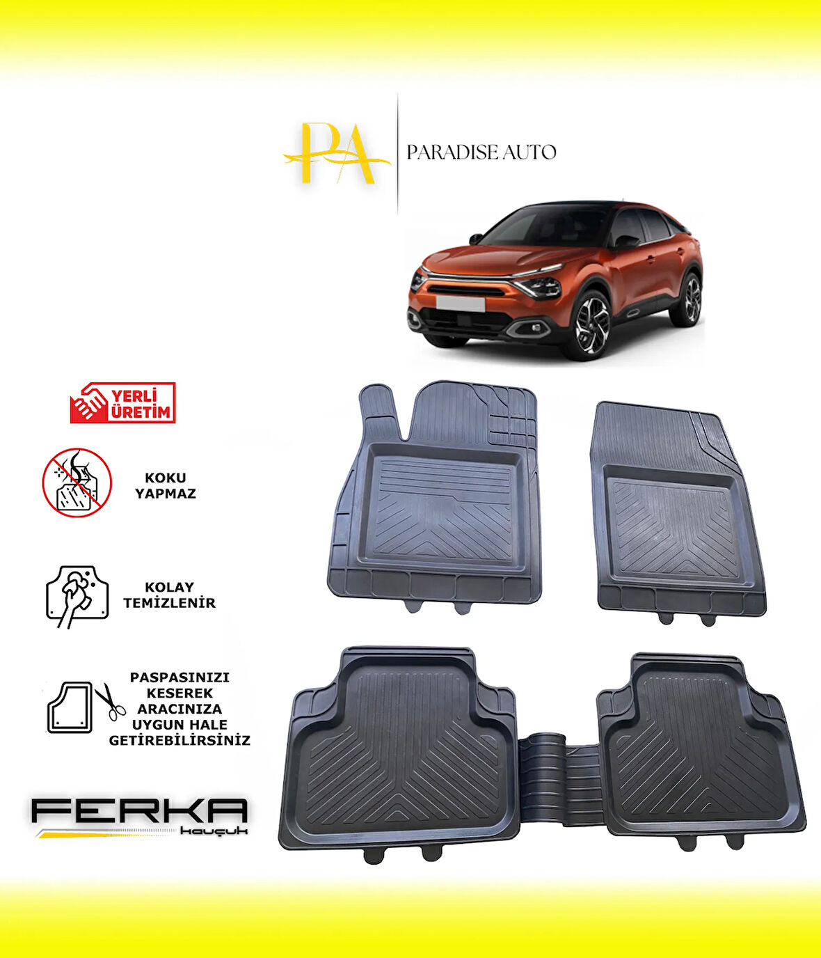 Citroen C4 SUV 2020 ve Üstü Uyarlanabilir Universal Havuzlu Paspas