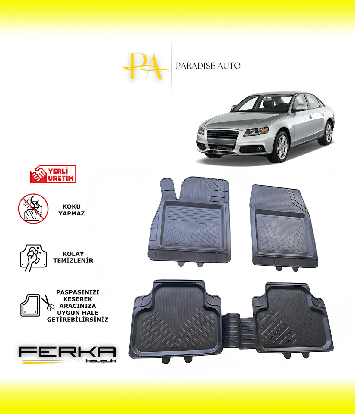 Audi A4 2008-2016 Uyarlanabilir Universal Havuzlu Paspas