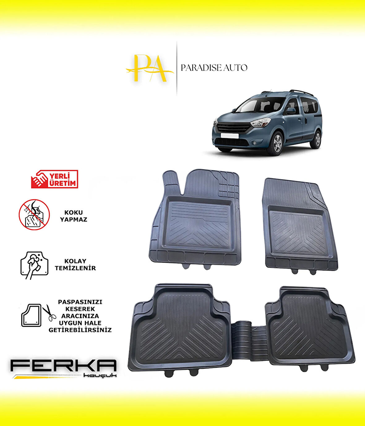 Dacia Dokker 2012 ve Üstü Uyarlanabilir Universal Havuzlu Paspas