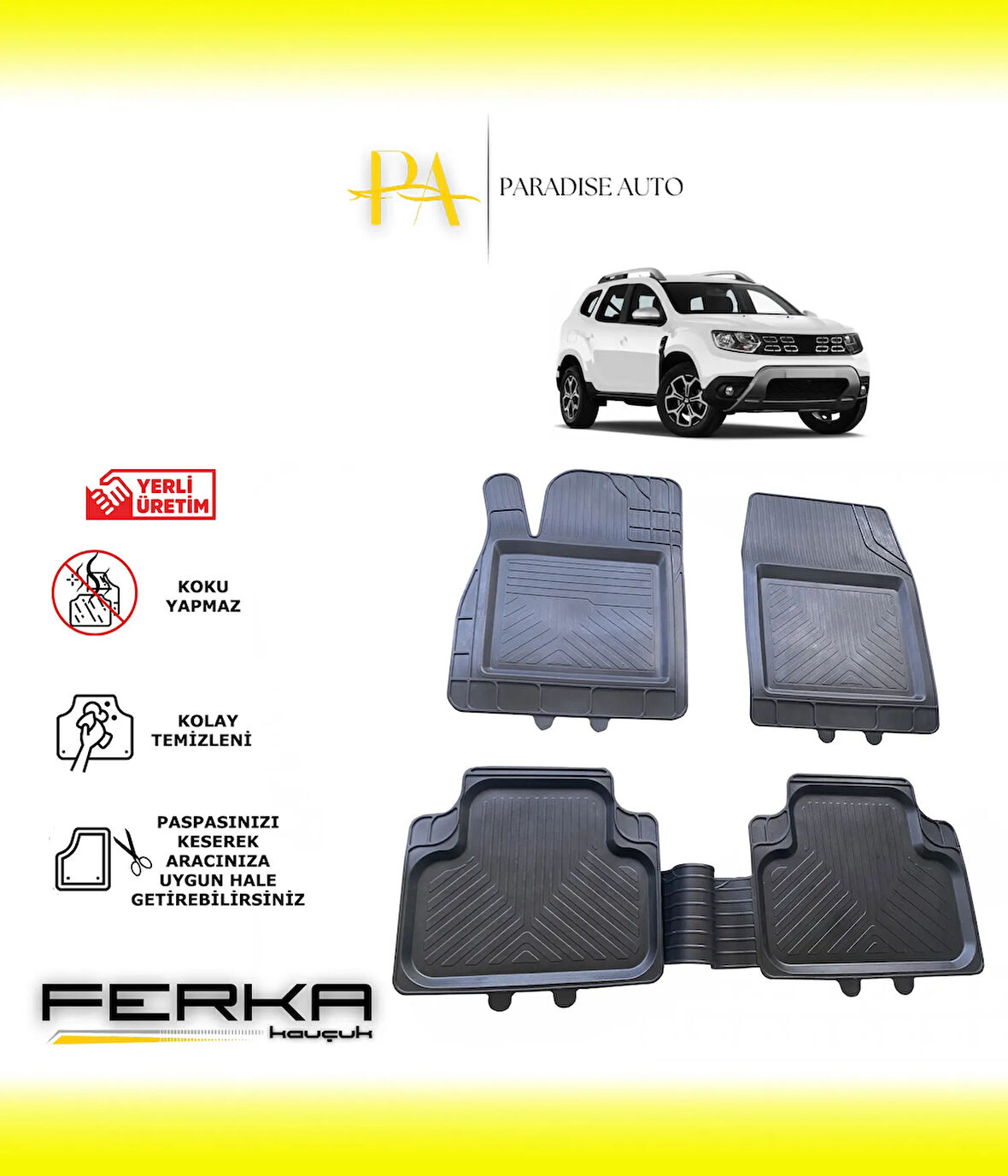 Dacia Duster 2018 ve Üstü Uyarlanabilir Universal Havuzlu Paspas