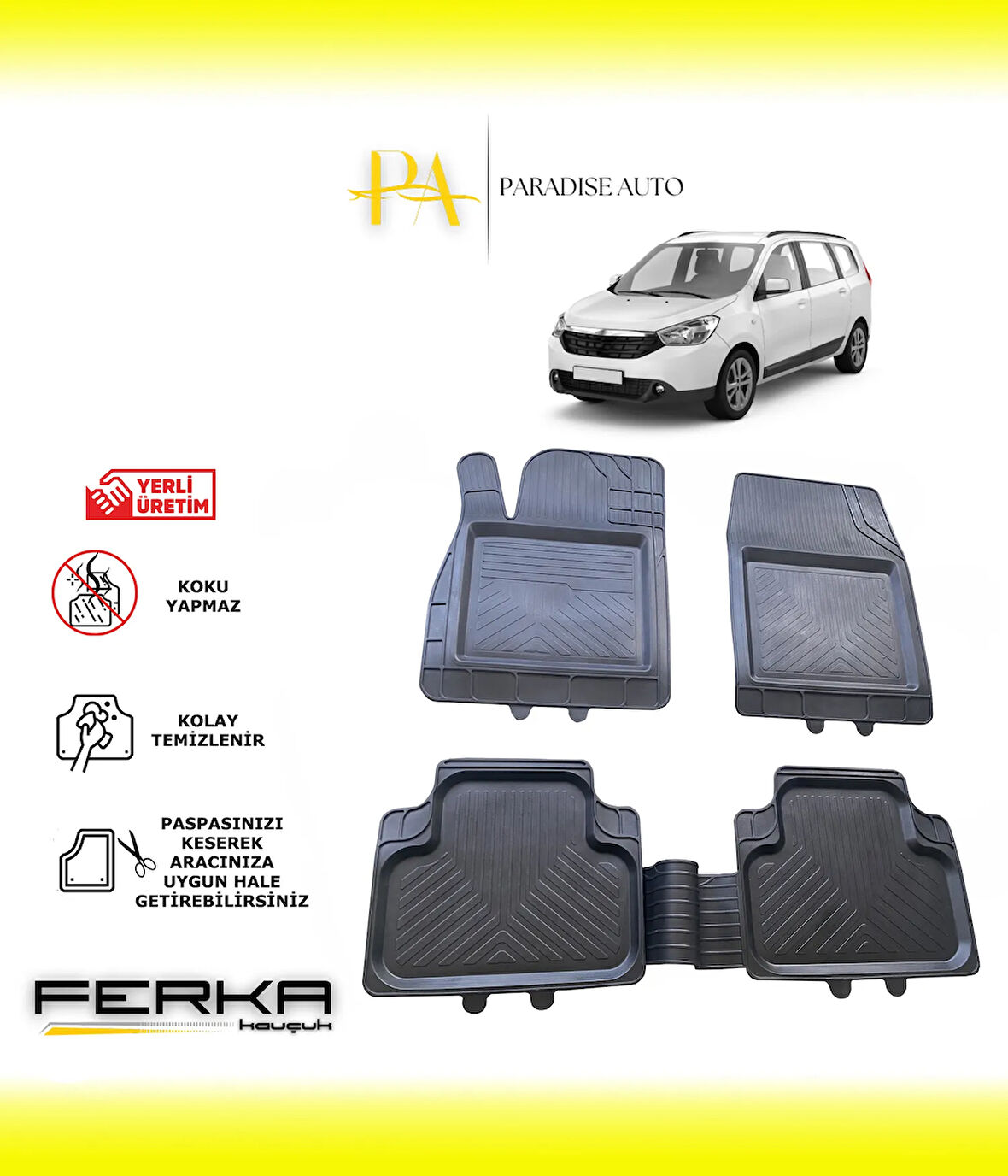 Dacia Lodgy 2012 ve Üstü Uyarlanabilir Universal Havuzlu Paspas