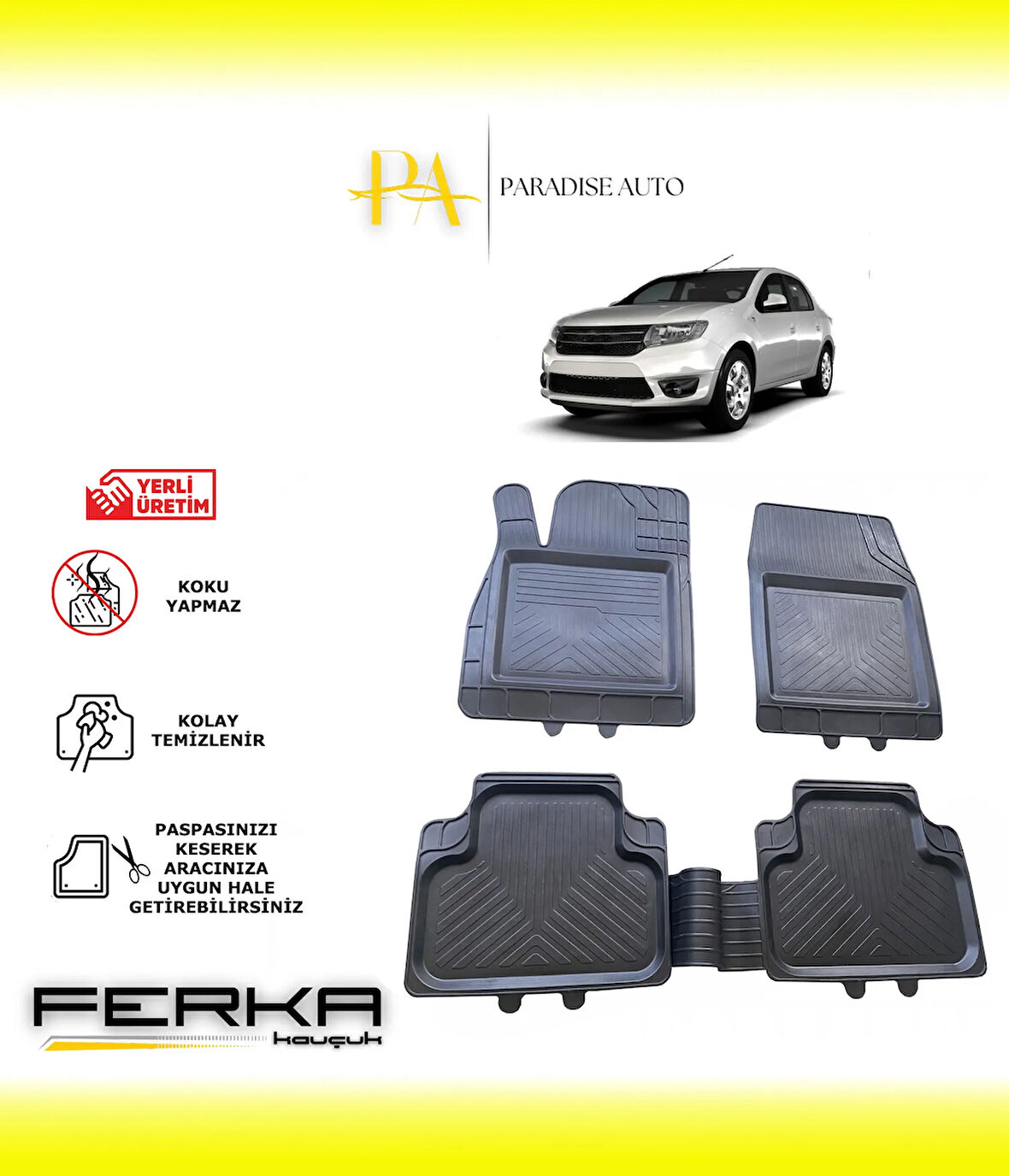 Dacia Logan 2014-2020 Uyarlanabilir Universal Havuzlu Paspas